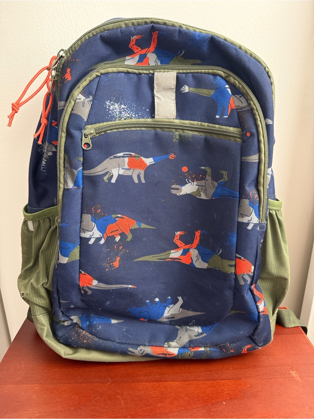 Backpack - Navy with Olive trim - Dinosaur 🦕 print